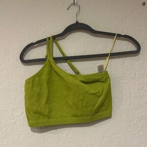 Aerie Seamless One Shoulder Longline Bralette Green